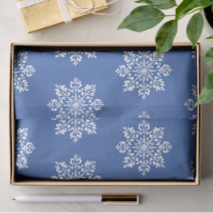 Papier Mousseline Chinoiserie Vintage Fêtes Bleu Blanc Flocons de Ne