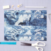 Papier Mousseline Chinoserie bleu et blanc 2 (Artisanat)
