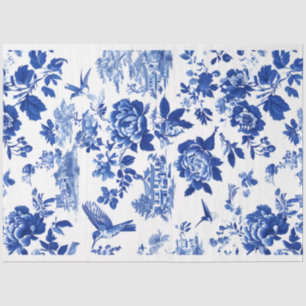 Papier Mousseline Chintz Chinoiserie Flow Blue Decoupage papier.