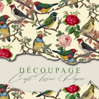 Papier Mousseline Chintzy Birds de Victoria et Motif Rose Vintage