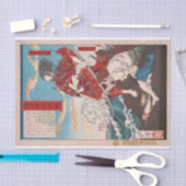 Papier Mousseline Chinzei Hachirō Tametomo et Oniyashi sur une plage (Artisanat)