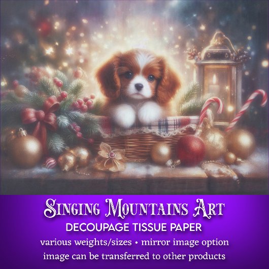 Papier Mousseline Chiot de Noël Festif dans la page de découpage du