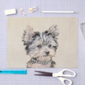 Papier Mousseline Chiot de Yorkshire Terrier peignant l'art original (Artisanat)