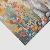 Papier Mousseline Chiot entouré de fleurs Découpage Papier de tissus (Détail)