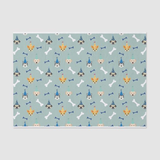 Papier Mousseline Chiot paw-ty, Fête d'anniversaire de chien, Casque (Recto)