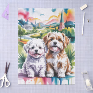 Papier Mousseline Chiots mignons et duveteux dans un parc de ville à
