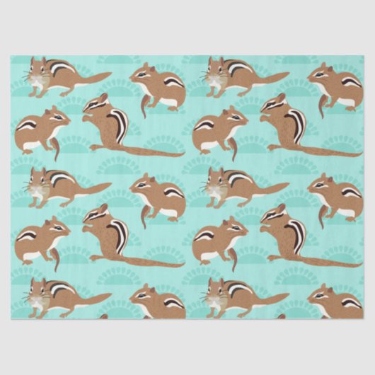 Papier Mousseline Chipmunks on Mint Green Arrière - plan Patterned (Recto)