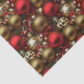 Papier Mousseline Chocolat Brown et ornements de Noël rouge rubis (Détail)