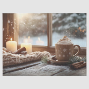Papier Mousseline Chocolat chaud confortable avec crème et bougies h