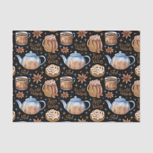 Papier Mousseline Chocolat chaud et étables à cannelle (Recto)