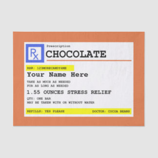 Papier Mousseline Chocolat d'ordonnance personnalisé