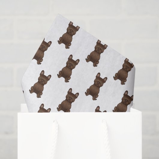 Papier Mousseline Chocolat French Bulldog / Motif Frenchie Dog (Sac cadeau)