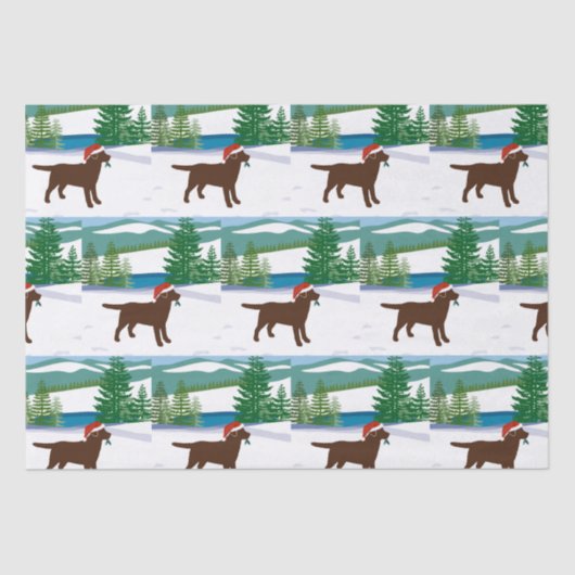 Papier Mousseline Chocolat Labrador Christmas Winter View (Recto)