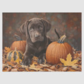 Papier Mousseline Chocolat Labrador Retriever Automne Découpage (Recto)