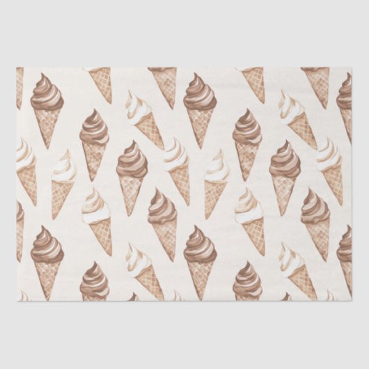 Papier Mousseline Chocolat Mocha Ice Cream Cones Anniversaire (Recto)