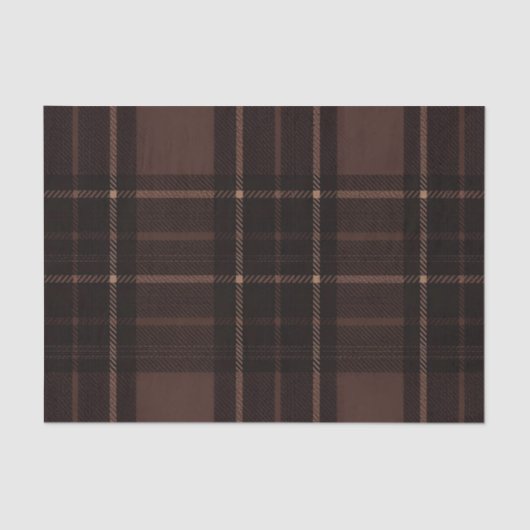Papier Mousseline Chocolate Brown Tartan Tissue Paper (Recto)