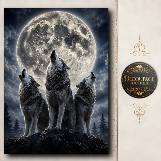 Papier Mousseline Chœur de Loup au Clair de Lune
