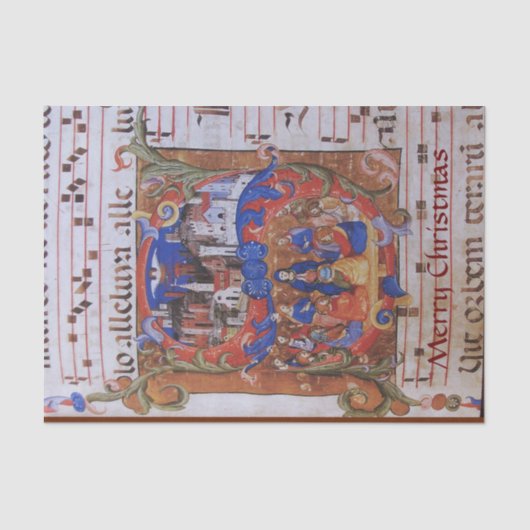 PAPIER MOUSSELINE CHORAL MUSIQUE NOËL PARCHEMENT AVEC DES SAINTS (Recto)