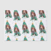 Papier Mousseline Chou Basset Hound Chien Motif Noël (Recto)