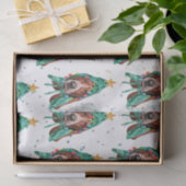 Papier Mousseline Chou Basset Hound Chien Motif Noël (Cadeau)