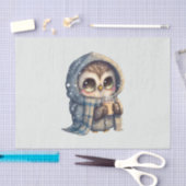 Papier Mousseline Chouette à gros yeux mignonne tenant un café (Artisanat)