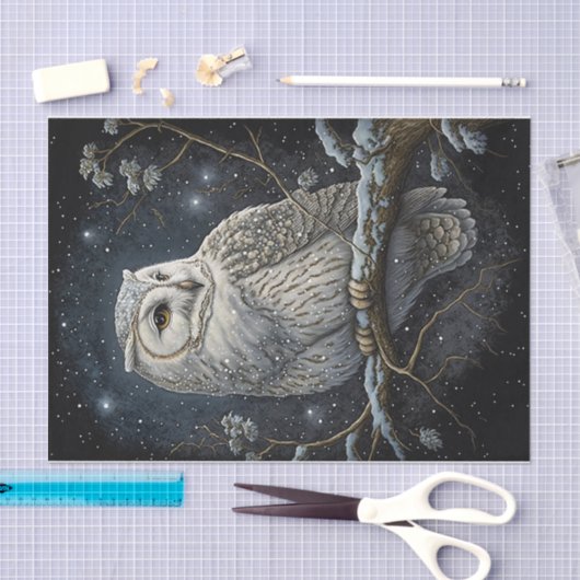 Papier Mousseline Chouette à neige étoilée (Artisanat)