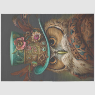 Papier Mousseline Chouette à vapeur de Decoupage Turquoise et Casque