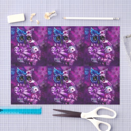 Papier Mousseline Chouette Abstraite Whimsical Purple Bird Decoupage (Artisanat)