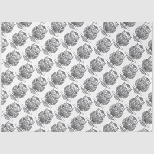 Papier Mousseline Chouette (blanche) - Papier de tissus (Recto)