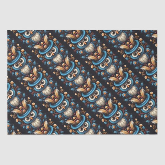 Papier Mousseline Chouette bleue (Recto)