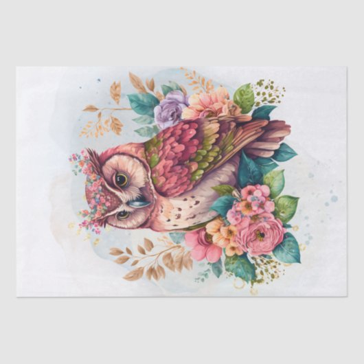 Papier Mousseline Chouette florale (Recto)