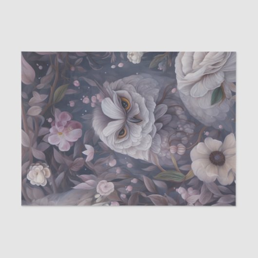 Papier Mousseline Chouette florale (Recto)