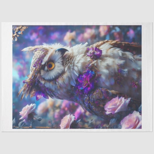 Papier Mousseline Chouette florale 2 (Recto)