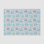 Papier Mousseline Chouette gris bleu mou Motif (Recto)
