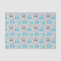 Chouette gris bleu mou Motif
