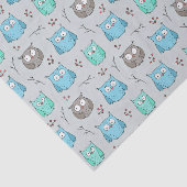Papier Mousseline Chouette gris bleu mou Motif (Détail)