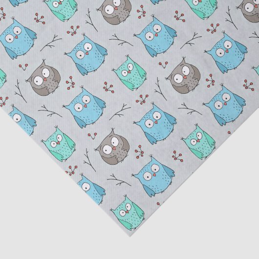 Papier Mousseline Chouette gris bleu mou Motif (Détail)