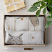 Papier Mousseline Chouette majestueuse sur planches de bois défraîch (Cadeau)