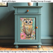 Papier Mousseline Chouette multimédia mixte texturée, DJ3L rustique