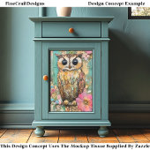 Papier Mousseline Chouette multimédia mixte texturée, DJ3R rustique 