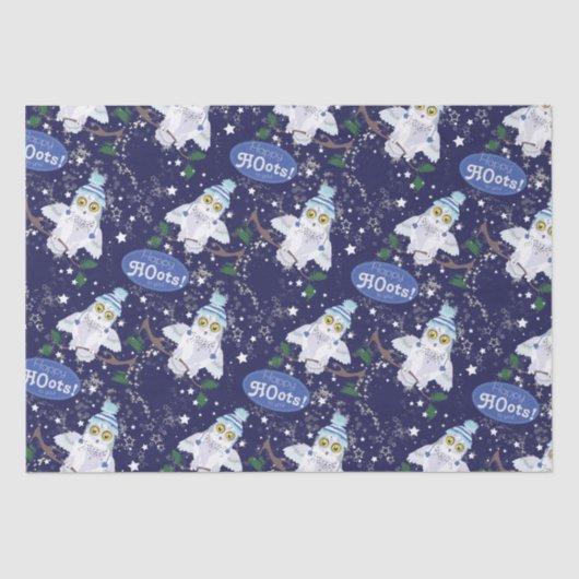 Papier Mousseline Chouette neige avec papier de Noël Casquette (Recto)