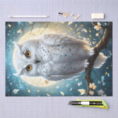 Papier Mousseline Chouette Neige Blanche Et Lune Avec Étincelle, (Artisanat)