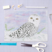 Papier Mousseline Chouette neigeuse En hiver Coucher du soleil (Artisanat)