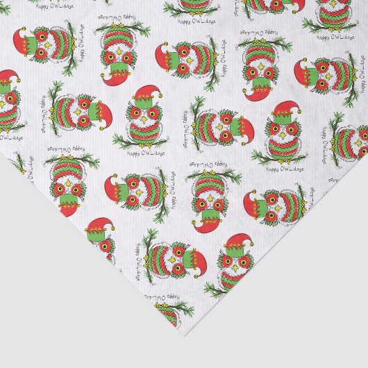 Papier Mousseline Chouette Noël Mignonne Vacances amusantes (Détail)