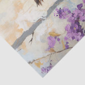 Papier Mousseline Chouette Perché Fleurs violettes Peinture Découpag (Détail)