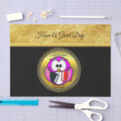 Papier Mousseline Chouette rose et blanche tenant des livres scolair (Artisanat)