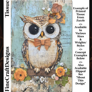Papier Mousseline Chouette Shabby Chic, nœud papillon, découpage flo