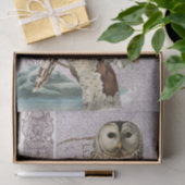 Papier Mousseline Chouette vintage - Découpage rouge (Cadeau)