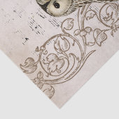 Papier Mousseline Chouette vintage Musique Scroll Vines Parchemin (Détail)