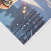 Papier Mousseline Chouettes adorables en neige hivernale - Découpage (Détail)